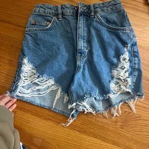 Topshop Distressed Blue Denim Jean Shorts